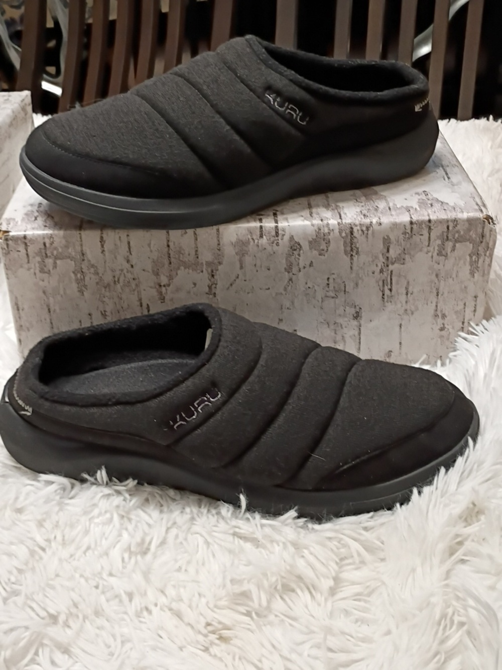 KURU Men's Black Draft 2 Indoor Outdoor Plantar Fascitis Mules Slippers 11.5M